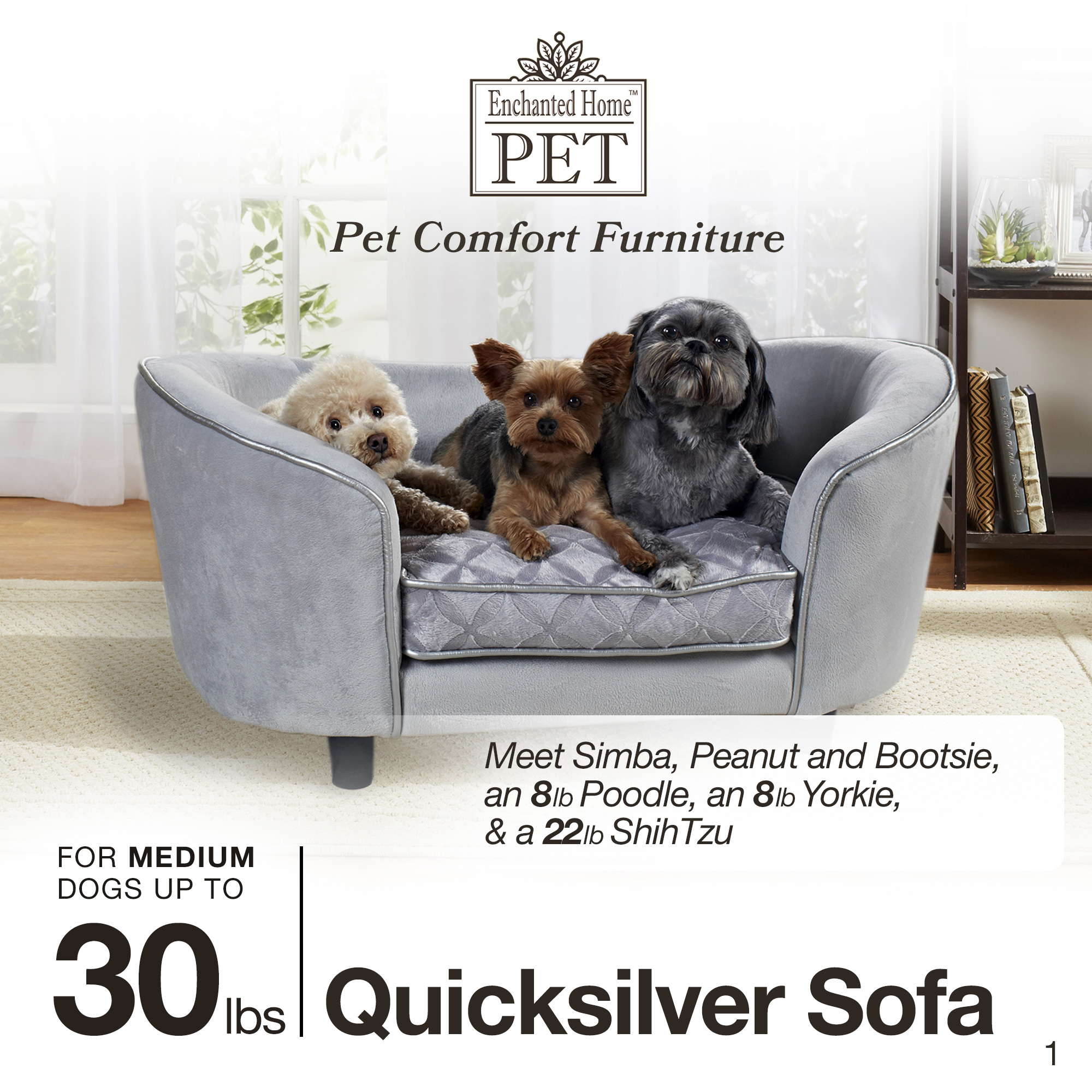 Enchanted Home Pet - Ultra Plush Large Snuggle Bed - Quicksilver